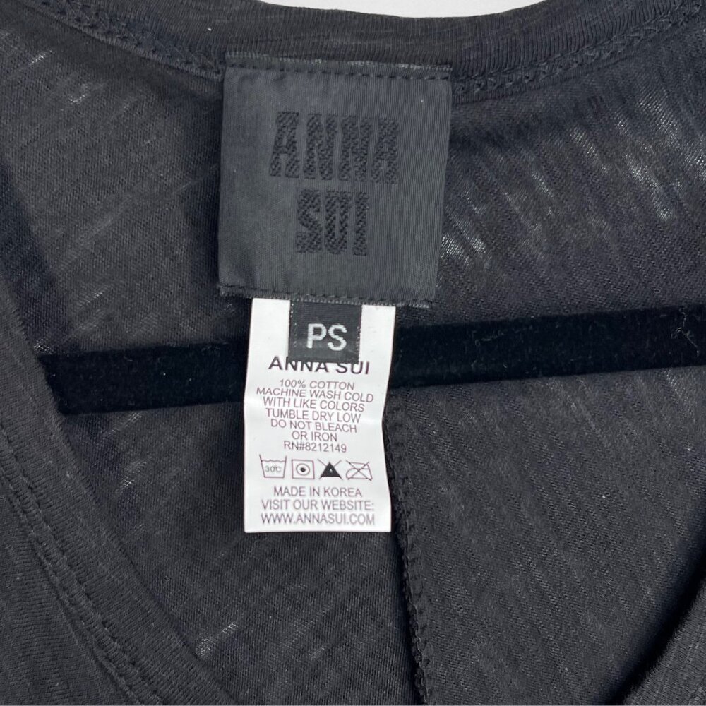 ANNA SUI Sleeveless Lightweight Black‎ Top PS - Picture 3 of 3